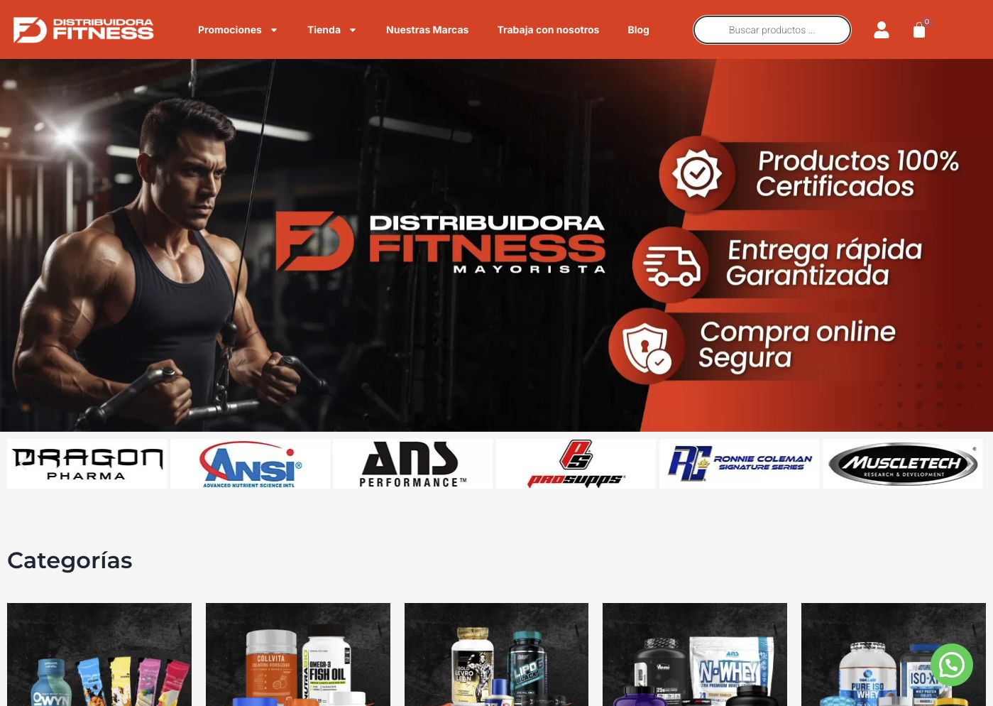 Captura real de la web de Distribuidora Fitness