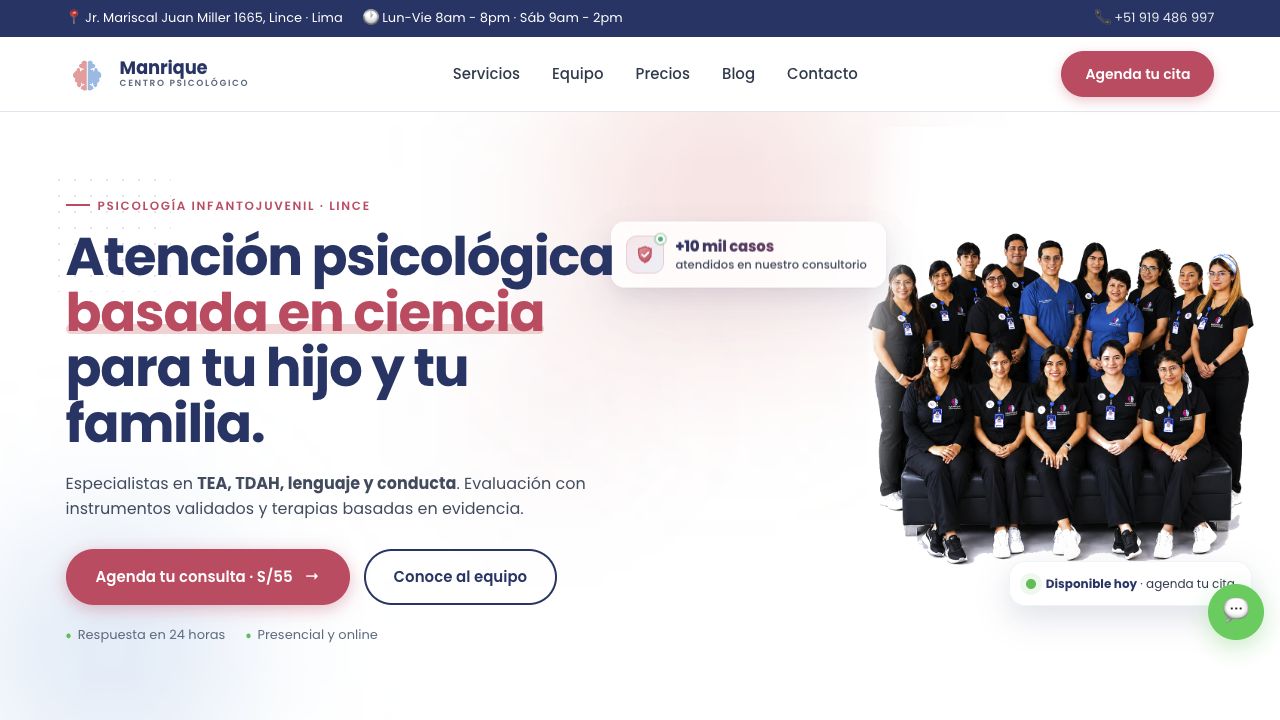 Captura real de la web de Manrique Abanza