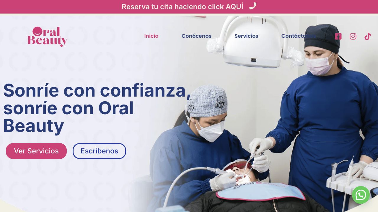 Captura real de la web de Oral Beauty